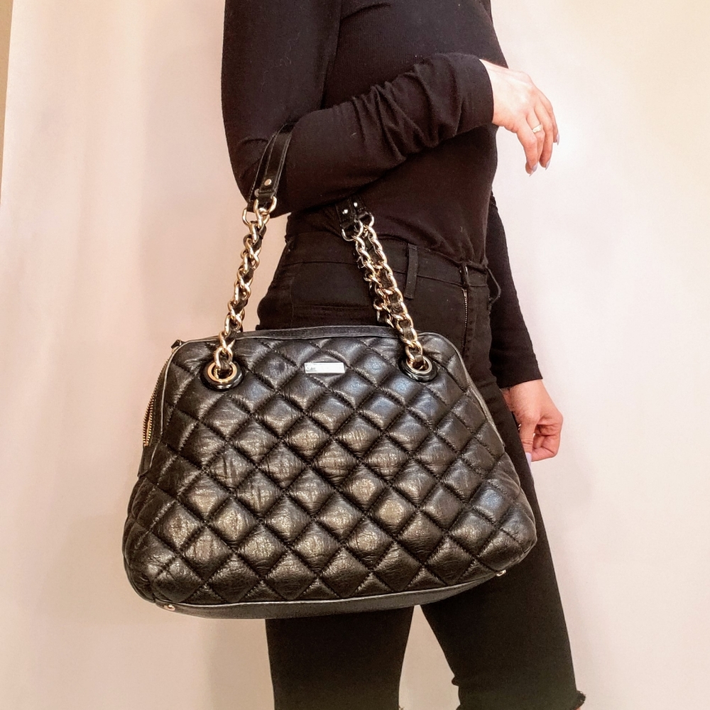 Kate Spade Black Quilted Leather Boho Purse